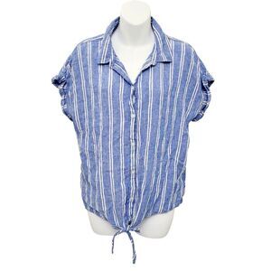 2/$20 Jachs Girlfriend New York Blue & White Buttons Down Shirt Top Size: Large